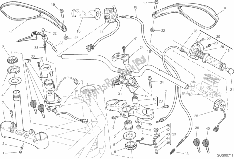 Todas as partes de Guidão do Ducati Monster 696 ABS 2014